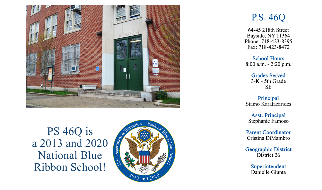 PS 46Q is a 2013 and 2020 National Blue Ribbon School!